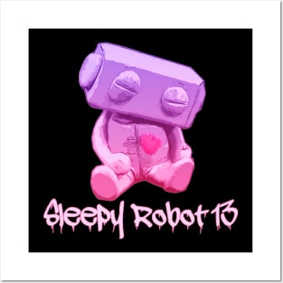 Sleepy Robot 13 Purple Ombre Logo Posters and Art